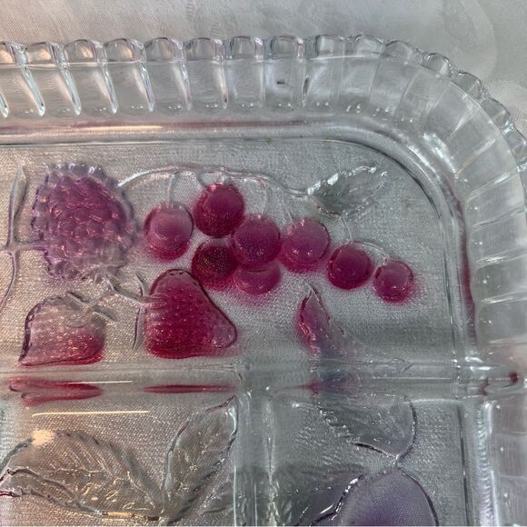 Vintage Indiana Glass Divided Serving/Relish Tray 5 Slot Fruits Hors D’oeuvres - Picture 8 of 12